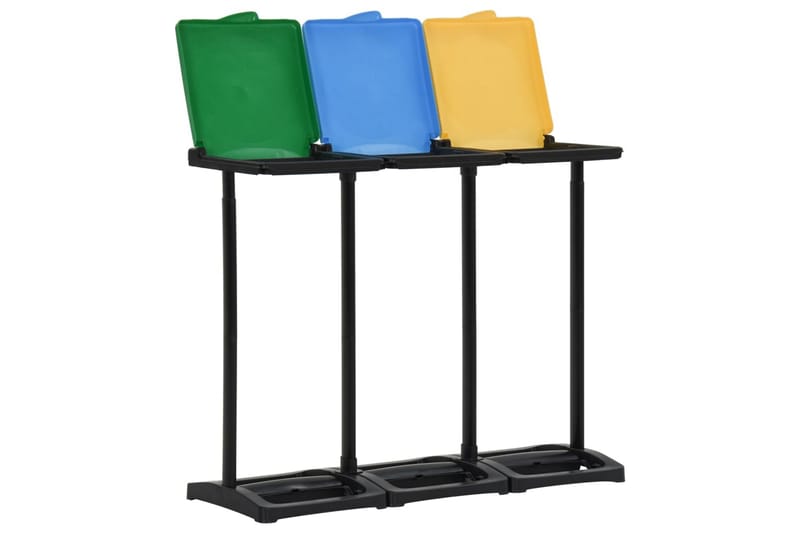 Ställ för sopsäckar med lock 240-330 L flerfärgad PP - Flerfärgsdesign - Källsortering & avfallshantering