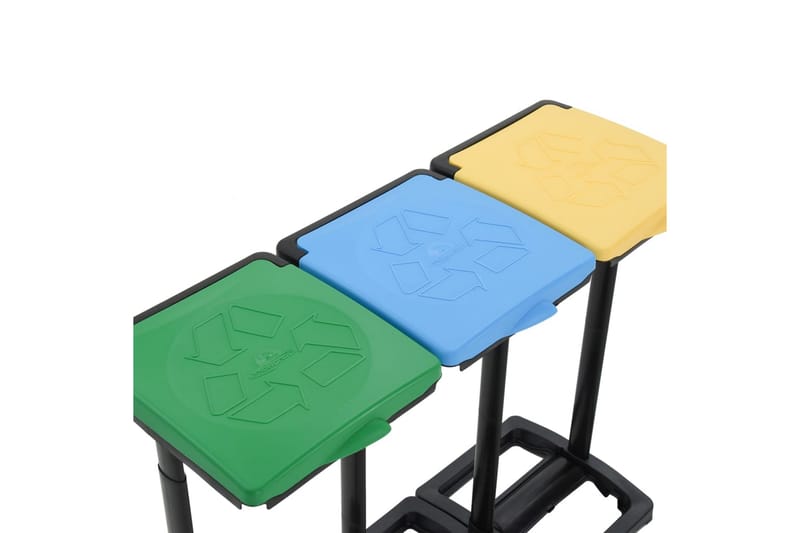 Ställ för sopsäckar med lock 240-330 L flerfärgad PP - Flerfärgsdesign - Källsortering & avfallshantering