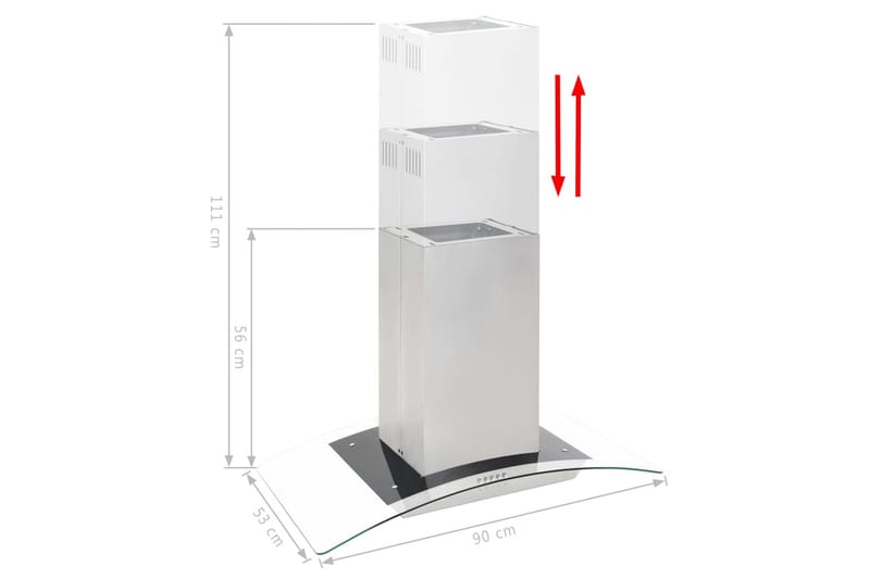 Köksfläkt för köksö 90 cm rostfritt stål 756 m³/tim LED - Silver - Frihängande köksfläkt