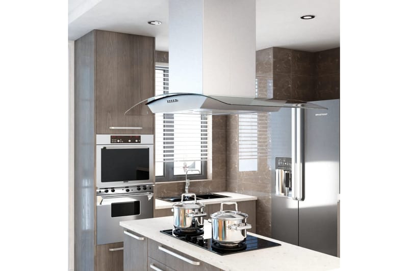 Köksfläkt för köksö 90 cm rostfritt stål 756 m³/tim LED - Silver - Hushåll - Vitvaror - Köksfläkt & spisfläkt - Frihängande köksfläkt