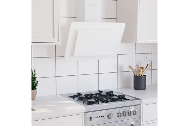 Köksfläkt 60 cm rostfritt stål och härdat glas vit - Vit - Vägghängd köksfläkt