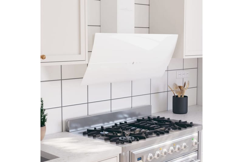 Köksfläkt 90 cm stål och härdat glas vit - Vit - Hushåll - Vitvaror - Köksfläkt & spisfläkt - Vägghängd köksfläkt