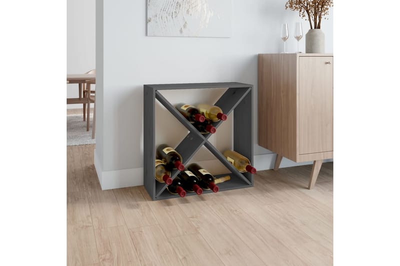beBasic Vinskåp grå 62x25x62 cm massiv furu - Grey - Hushåll - Vitvaror - Kyl och frys - Kylskåp - Vinkyl
