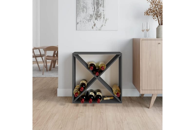 beBasic Vinskåp grå 62x25x62 cm massiv furu - Grey - Hushåll - Vitvaror - Kyl och frys - Kylskåp - Vinkyl