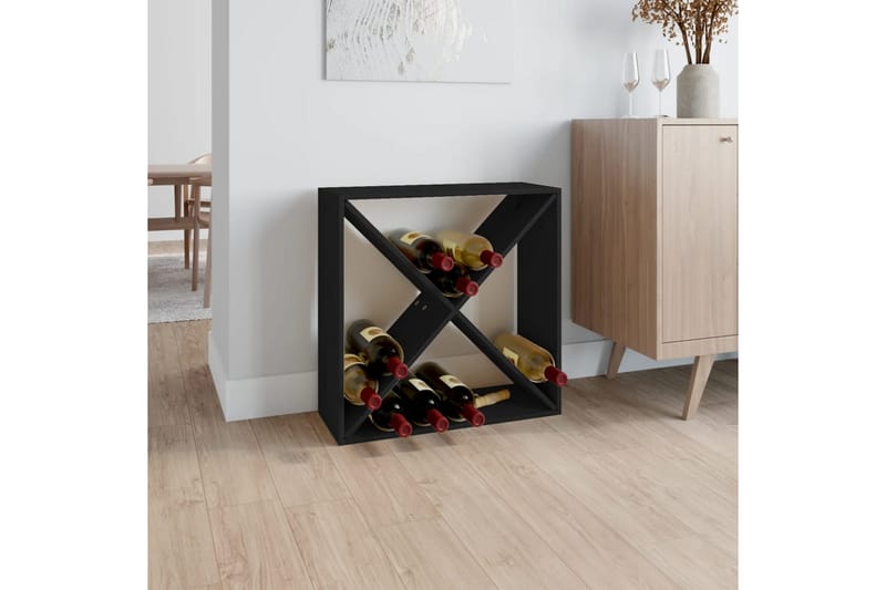 beBasic Vinskåp svart 62x25x62 cm massiv furu - Black - Förvaring - Hylla - Förvaringshylla - Vinställ & vinhylla