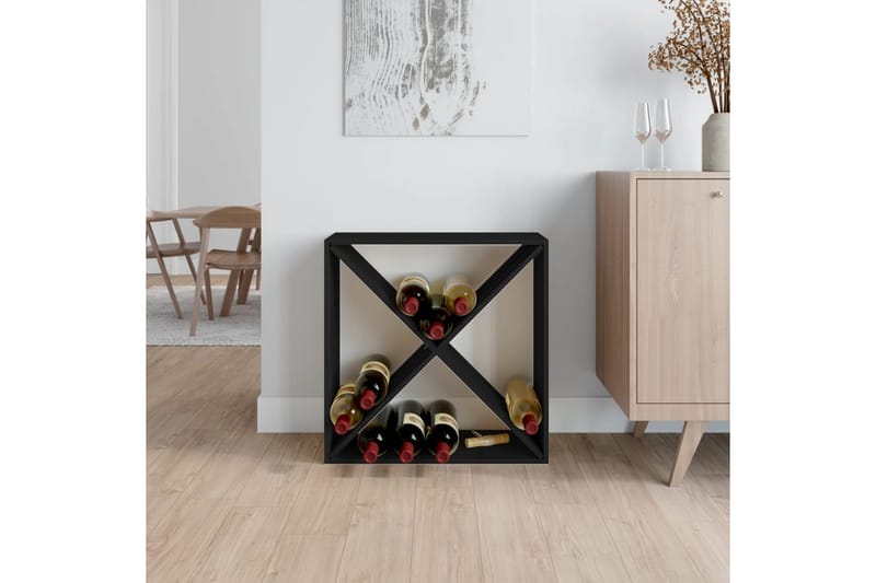 beBasic Vinskåp svart 62x25x62 cm massiv furu - Black - Förvaring - Hylla - Förvaringshylla - Vinställ & vinhylla