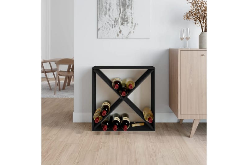 beBasic Vinskåp svart 62x25x62 cm massiv furu - Black - Köksredskap & kökstillbehör - Vinkyl - Bygga utekök