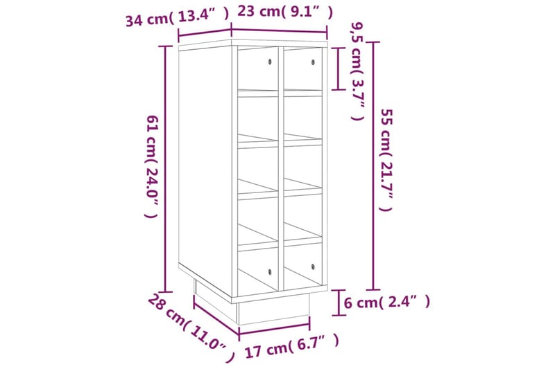 beBasic Vinskåp vit 23x34x61 cm massiv furu - White - Köksredskap & kökstillbehör - Vinkyl - Bygga utekök