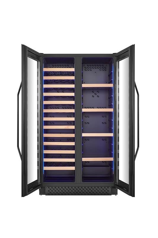 Stor vinkyl för 60 flaskor och 218 burkar | Exklusiv design med dubbla temperaturzoner | 365 L - Hushåll - Vitvaror - Kyl och frys - Kylskåp - Vinkyl