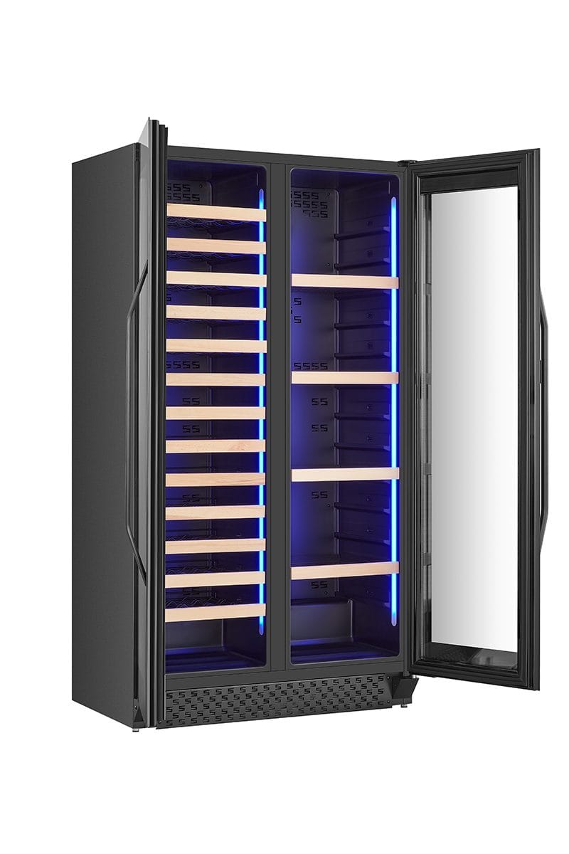 Stor vinkyl för 60 flaskor och 218 burkar | Exklusiv design med dubbla temperaturzoner | 365 L - Hushåll - Vitvaror - Kyl och frys - Kylskåp - Vinkyl