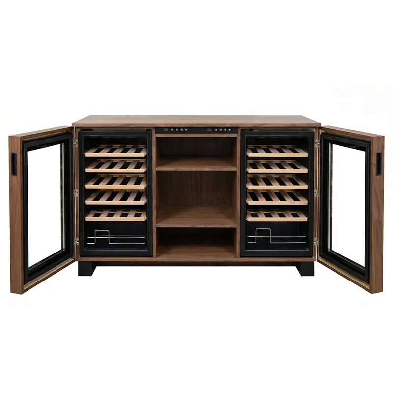 Vinskåp Twin | Dubbla vinkylar, 2 temperaturzoner |  24 flaskor | Mörkt trä, undefined