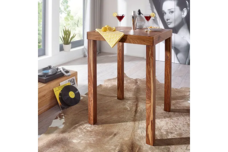 Barbord Wohnling Stabilt Massivt Trä Sheesham 80 x 80 x 110 cm - Möbler - Bord & matgrupper - Barbord & ståbord