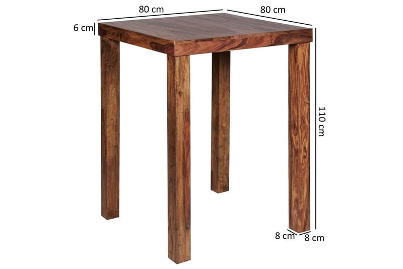 Barbord Wohnling Stabilt Massivt Trä Sheesham 80 x 80 x 110 cm - Möbler - Bord & matgrupper - Barbord & ståbord