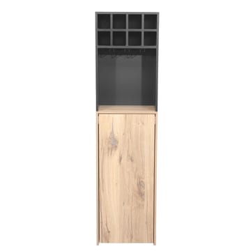 Barhylla med bord Hannes 44x122(30)x170 cm - Ljust rustikt trä / svart - Möbler - Bord & matgrupper
