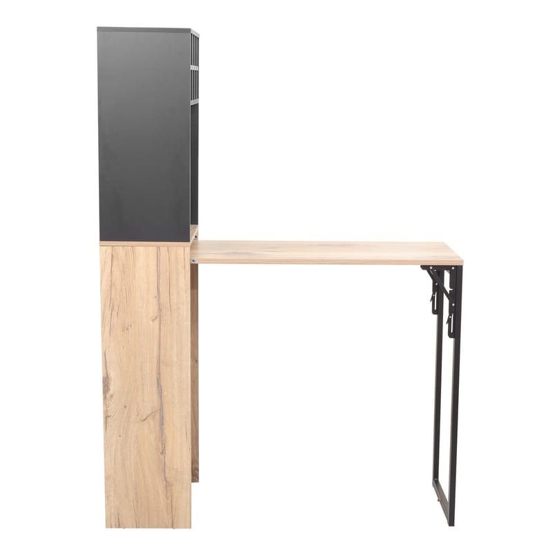 Barhylla med bord Hannes 44x122(30)x170 cm - Ljust rustikt trä / svart - Möbler - Bord & matgrupper
