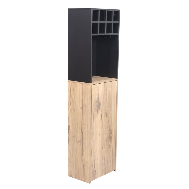 Barhylla med bord Hannes 44x122(30)x170 cm - Ljust rustikt trä / svart - Möbler - Bord & matgrupper