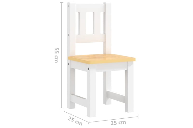 Barnbord och stolar 3 delar vit och beige MDF - Vit - Möbler - Barnmöbler - Barnbord