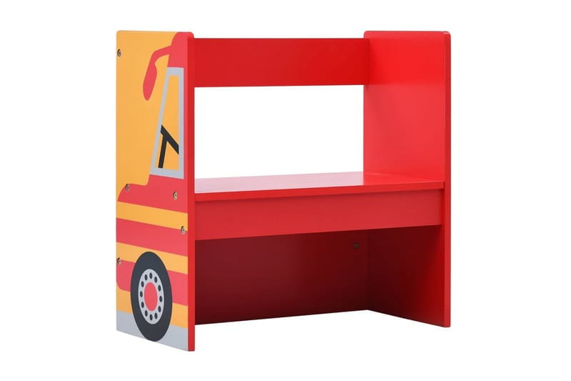 Barnbord och stolar 3 delar brandbil trä - Röd - Barnbord och stolar
