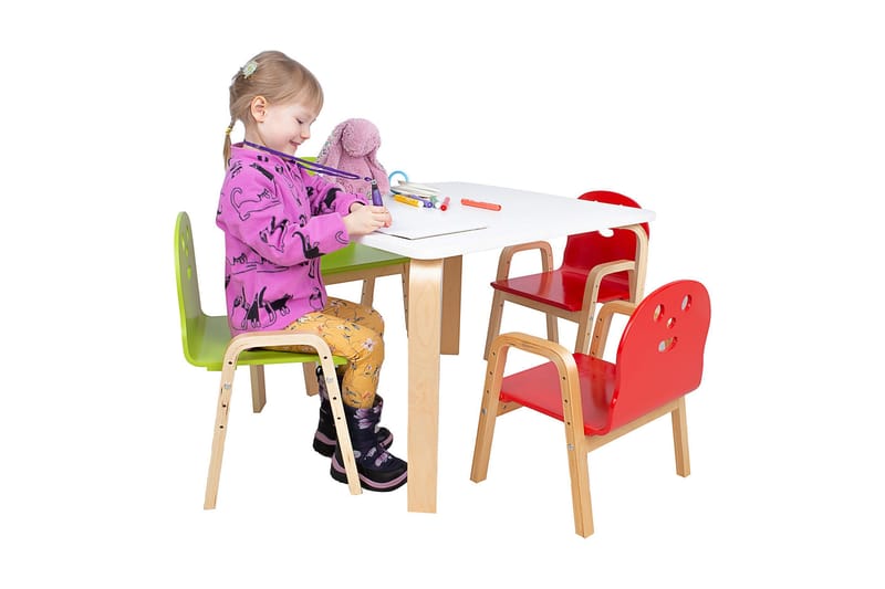 Happy Barnbord 2 Stollla Vit/Grön/Röd - Barnbord och stolar