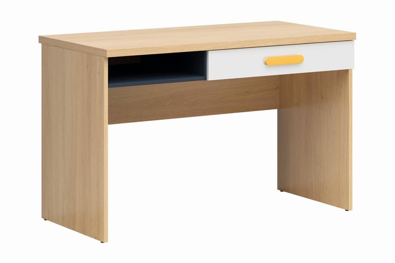 Natuli Barnskrivbord 120 cm - Trä/natur/Vit/Gul - Skrivbord barn