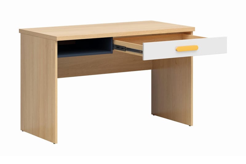 Natuli Barnskrivbord 120 cm - Trä/natur/Vit/Gul - Skrivbord barn