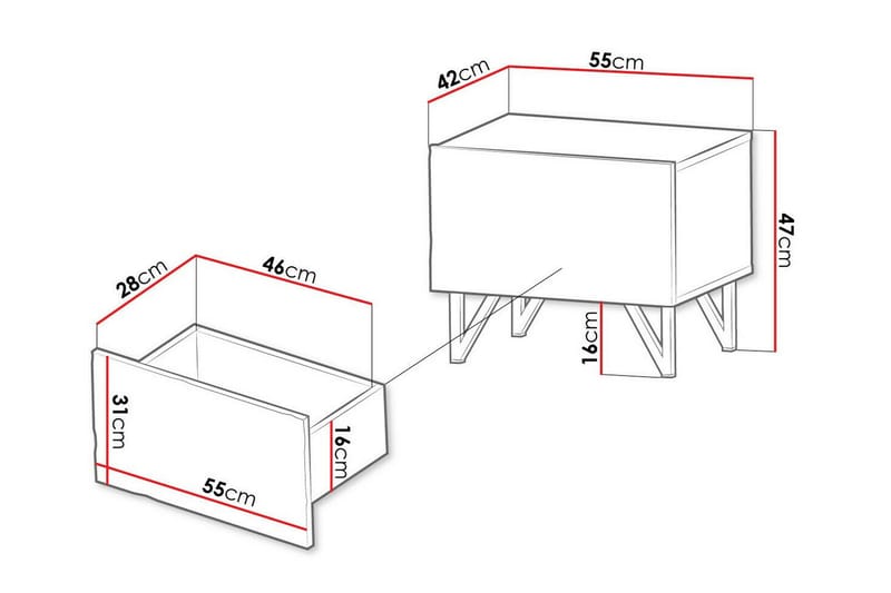 Glenndale Barnsängbord 47 cm - Svart - Möbler - Barnmöbler - Barnbord - Sängbord barn & nattduksbord barn