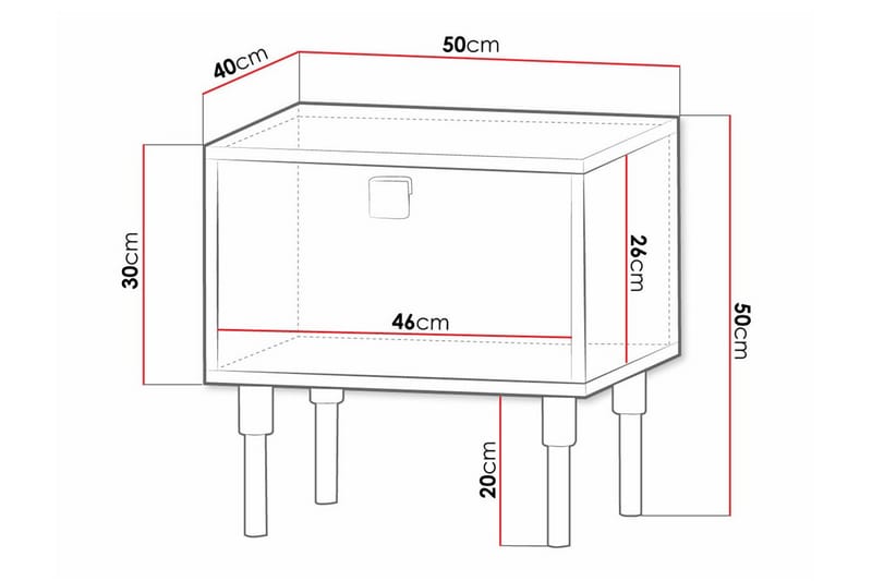 Glenndale Barnsängbord 50 cm - Svart - Möbler - Barnmöbler - Barnbord - Sängbord barn & nattduksbord barn
