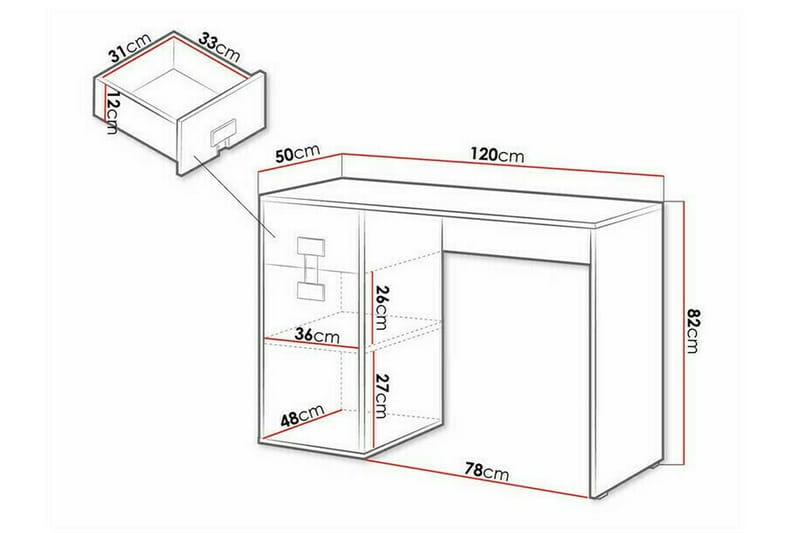 Castlebay Barnskrivbord 82 cm - Brun - Möbler - Barnmöbler - Barnbord - Skrivbord barn