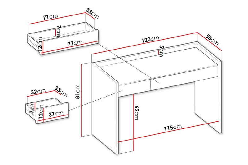 Rathmore Barnskrivbord 74 cm - Grå - Möbler - Barnmöbler - Barnbord - Skrivbord barn