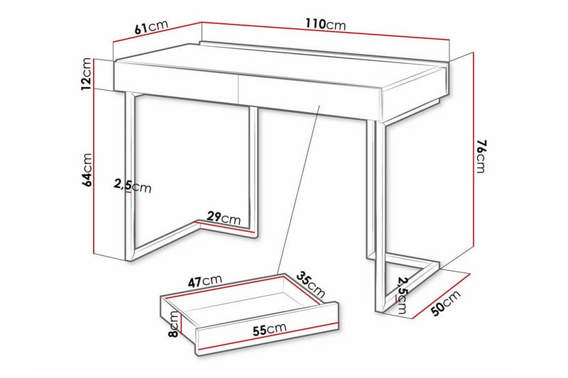 Rathmore Barnskrivbord 76 cm - Grå - Möbler - Barnmöbler - Barnbord - Skrivbord barn
