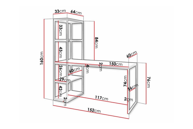 Wardner Barnskrivbord 76 cm - Vit - Möbler - Barnmöbler - Barnbord - Skrivbord barn