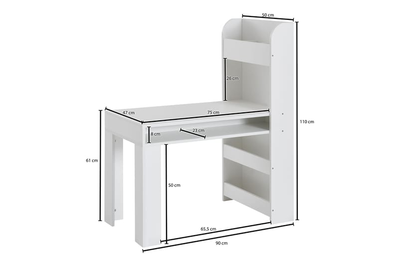 Wilhem Barnskrivbord 90 cm Rektangulär - Vit - Skrivbord barn