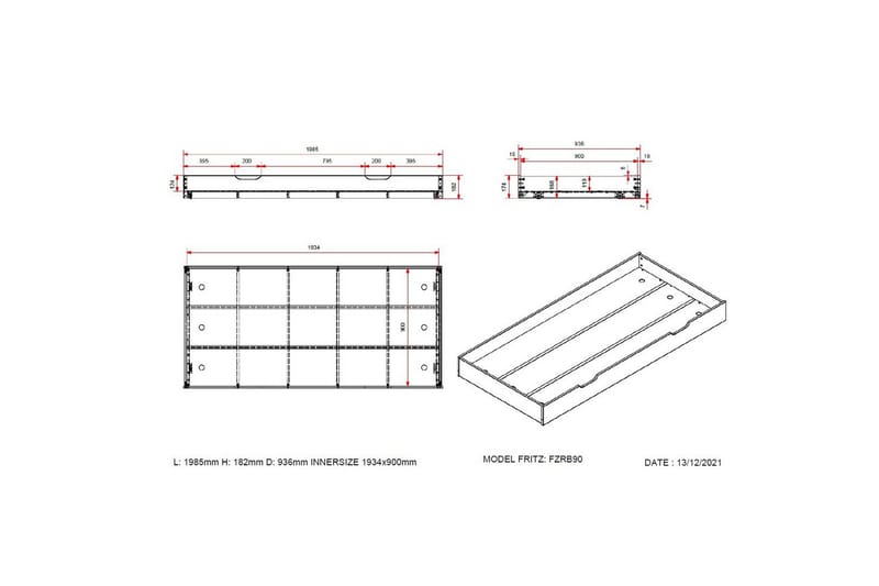 UnderBed Fritz Naturlig - Naturlig - Möbler - Barnmöbler - Barnbord - Sängbord barn & nattduksbord barn