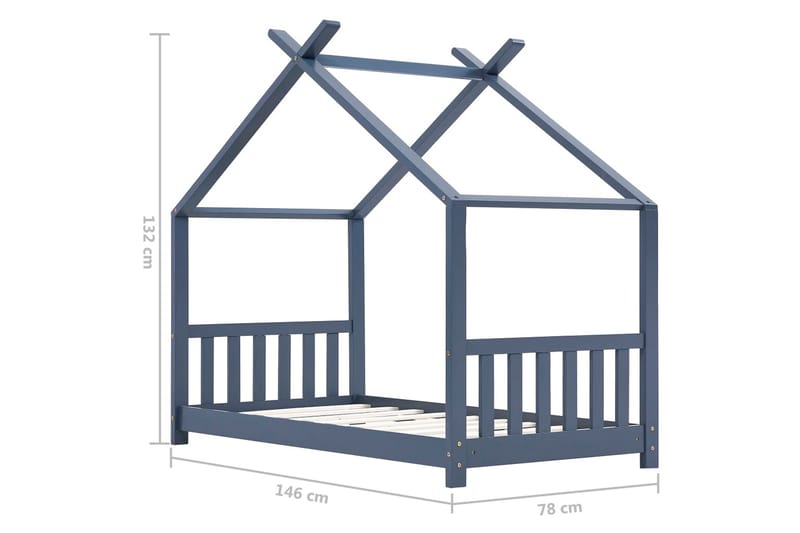 Barnsäng grå massiv furu 70x140 cm - Grå - Barnsäng & juniorsäng - Enkelsäng barn