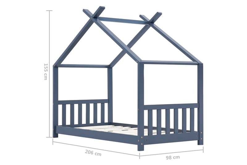 Barnsäng grå massiv furu 90x200 cm - Grå - Möbler - Barnmöbler - Barnsäng & juniorsäng
