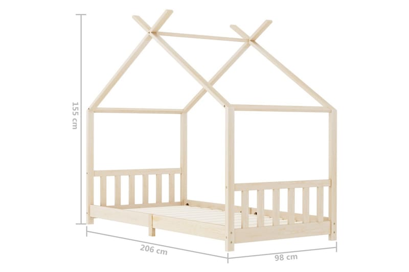 Barnsäng massiv furu 90x200 cm - Brun - Möbler - Barnmöbler - Barnsäng & juniorsäng