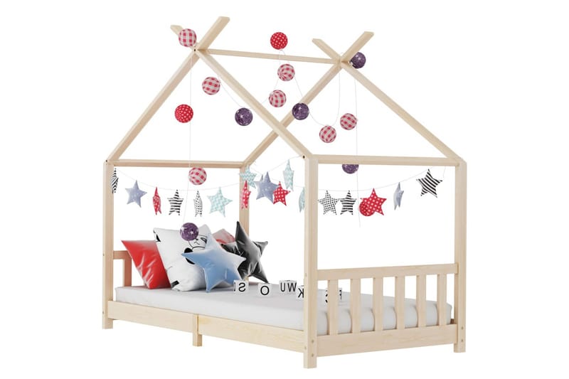 Barnsäng massiv furu 90x200 cm - Brun - Möbler - Barnmöbler - Barnsäng & juniorsäng