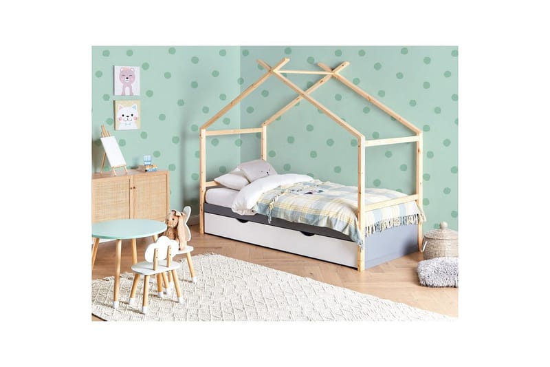 Barnsäng Orgeval - Grå, ljust trä, vit - Möbler - Barnmöbler - Barnsäng & juniorsäng - Hussäng