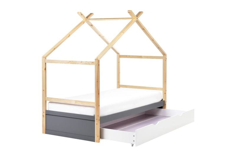 Barnsäng Orgeval - Grå, ljust trä, vit - Möbler - Barnmöbler - Barnsäng & juniorsäng - Hussäng