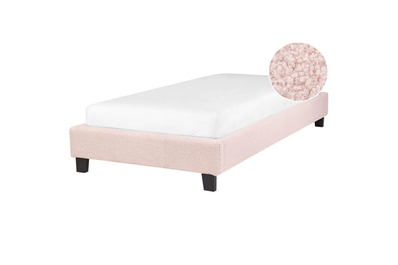 Barnsäng Roanne med lamellram Rosa-Mörkt Trä, Bouclé - Rosa-Mörkt Trä, Bouclé - Möbler - Barnmöbler - Barnsäng & juniorsäng