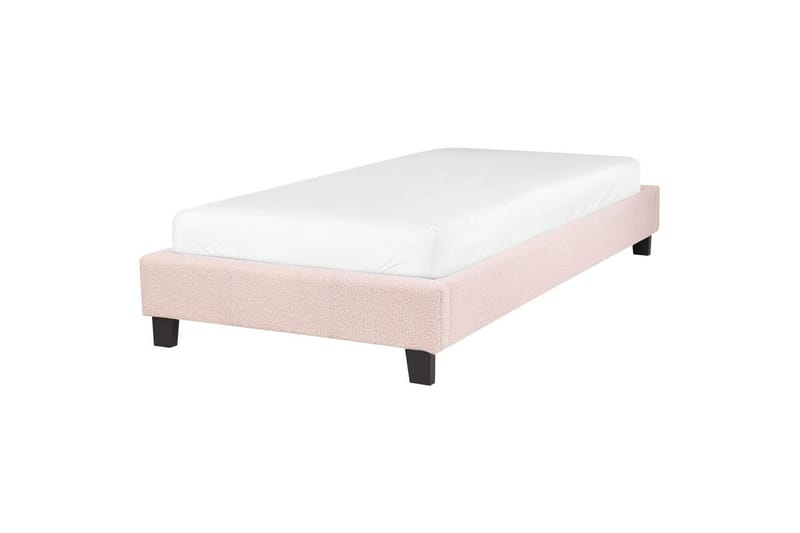 Barnsäng Roanne med lamellram Rosa-Mörkt Trä, Bouclé - Rosa-Mörkt Trä, Bouclé - Möbler - Barnmöbler - Barnsäng & juniorsäng