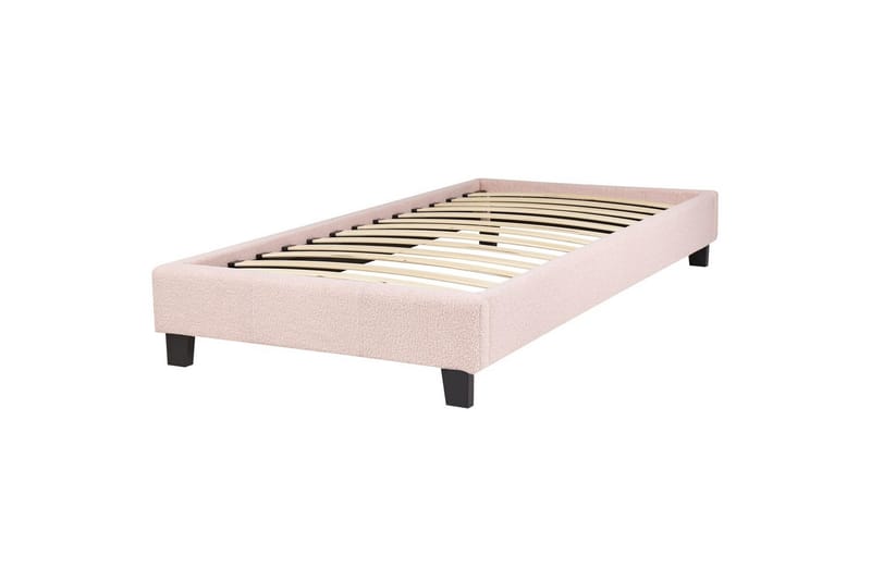 Barnsäng Roanne med lamellram Rosa-Mörkt Trä, Bouclé - Rosa-Mörkt Trä, Bouclé - Möbler - Barnmöbler - Barnsäng & juniorsäng