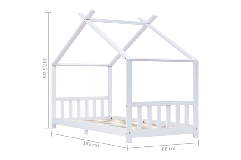 Barnsäng vit massiv furu 80x160 cm - Vit - Möbler - Barnmöbler - Barnsäng & juniorsäng