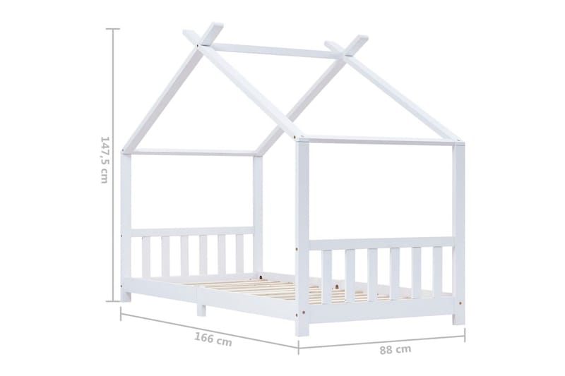 Barnsäng vit massiv furu 80x160 cm - Vit - Barnsäng & juniorsäng - Enkelsäng barn