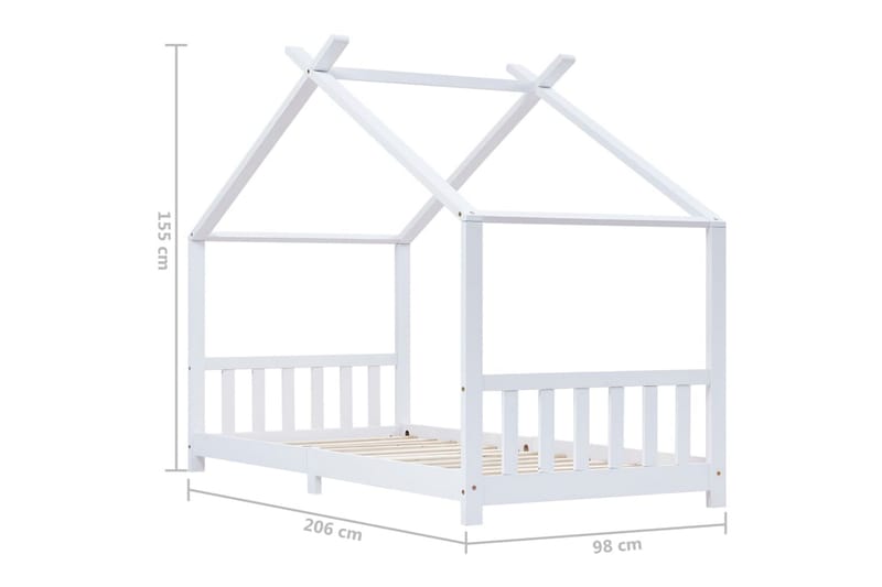 Barnsäng vit massiv furu 90x200 cm - Vit - Möbler - Barnmöbler - Barnsäng & juniorsäng