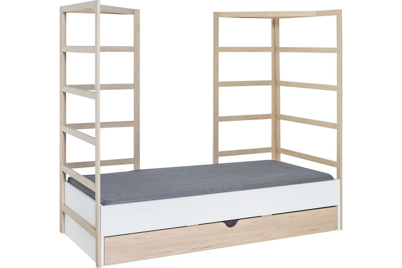 Bed with front 90X200 Stige by  white/pine - Vit/Natur - Möbler - Barnmöbler - Barnsäng & juniorsäng