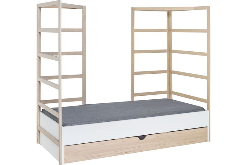 Bed with front 90X200 Stige by  white/pine - Vit/Natur - Barnsäng & juniorsäng