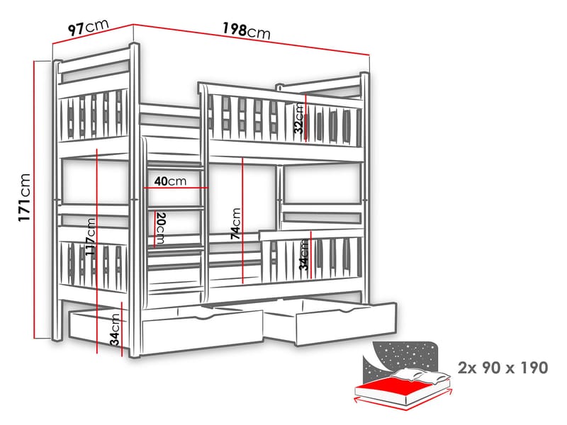 Bridgeorth Våningssäng Två Liggplatser 90x190 cm - Beige - Möbler - Barnmöbler - Barnsäng & juniorsäng - Våningssäng barn