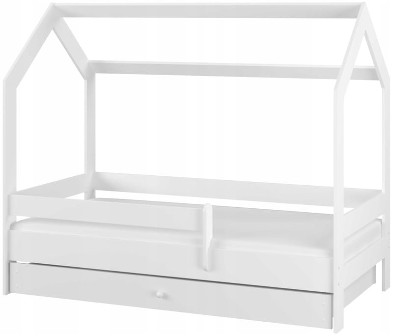 Casa vit barnsäng med utdragbar extrabädd 80x180 cm inklusive madrasser - Vit - Möbler - Barnmöbler - Barnsäng & juniorsäng - Hussäng