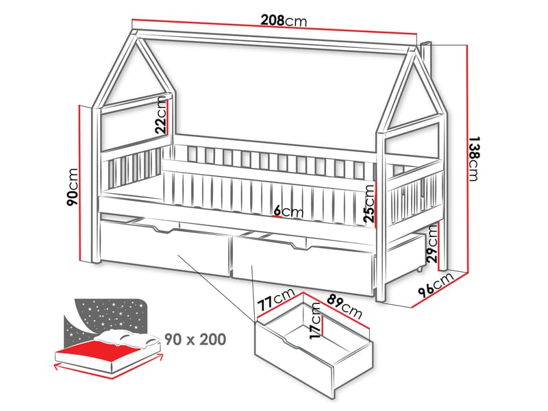Claven Hussäng 96x208 cm - Beige - Möbler - Barnmöbler - Barnsäng & juniorsäng - Hussäng